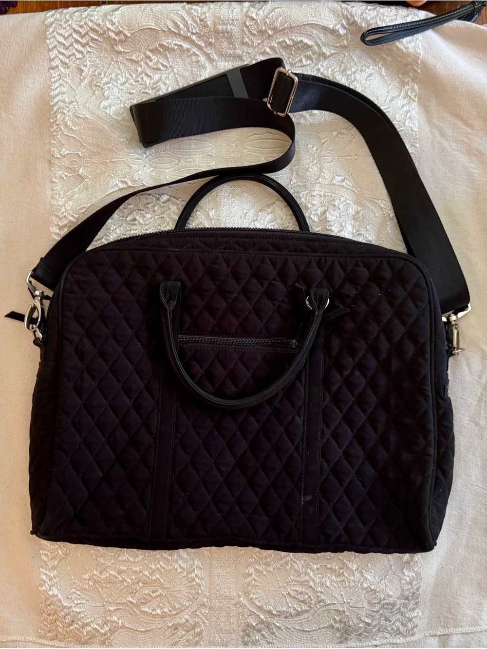 Quilted Black Travel Tote Shoulder Bag - Unbranded